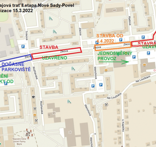 Stavba tramvajové trati pokračuje, změní se parkovací místa