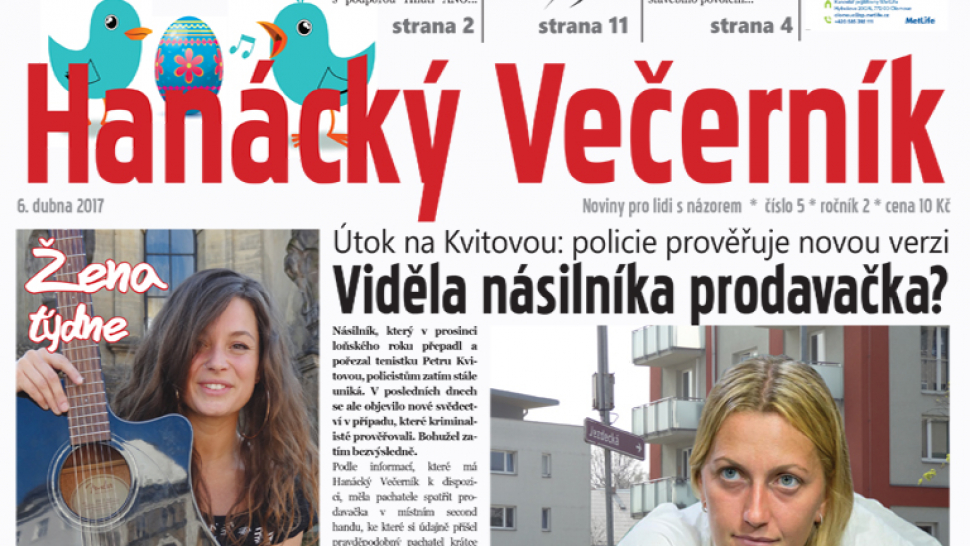 Čtvrteční Hanácký Večerník: Nová stopa v kauze Kvitová?